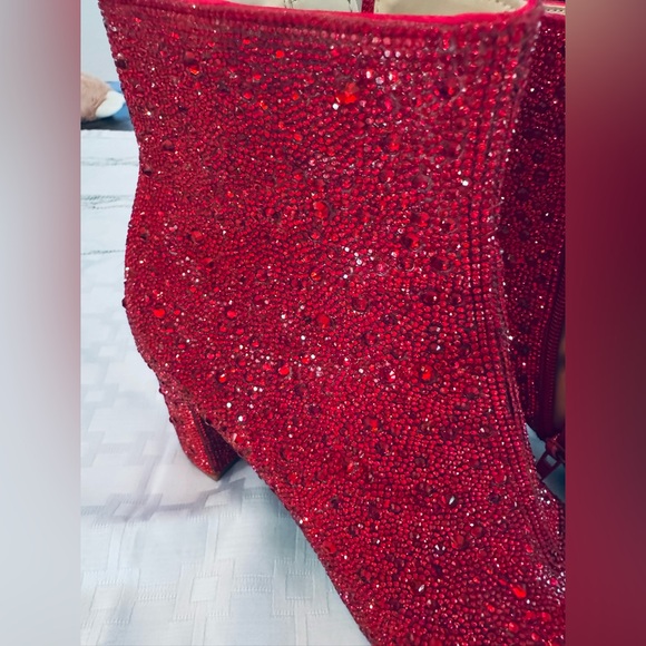 Betsey Johnson SB Cady Rhinestone Red Heeled Boots - Picture 14 of 14